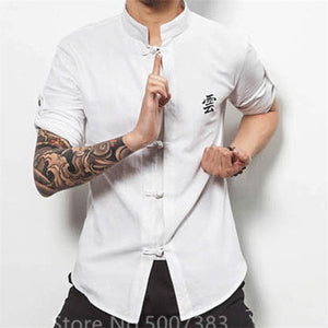 Chinese Top Blouse Traditional Chinese Clothing for Men Tang Suit Collar Kung Fu Tai Chi Uniform Spring Autumn Shirts Streetwear