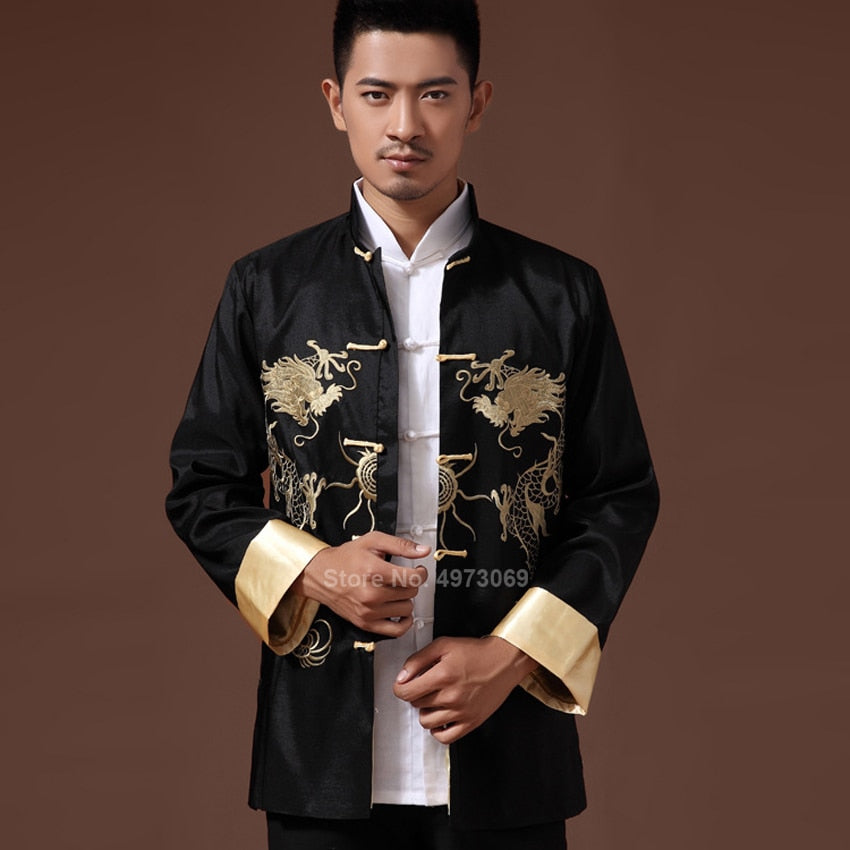 Male Clothes 2020 Embroidery Dragon Tangsuit Traditional Chinese Clothing for Men Shirt Top Jacket Cheongsam Hanfu Vintage