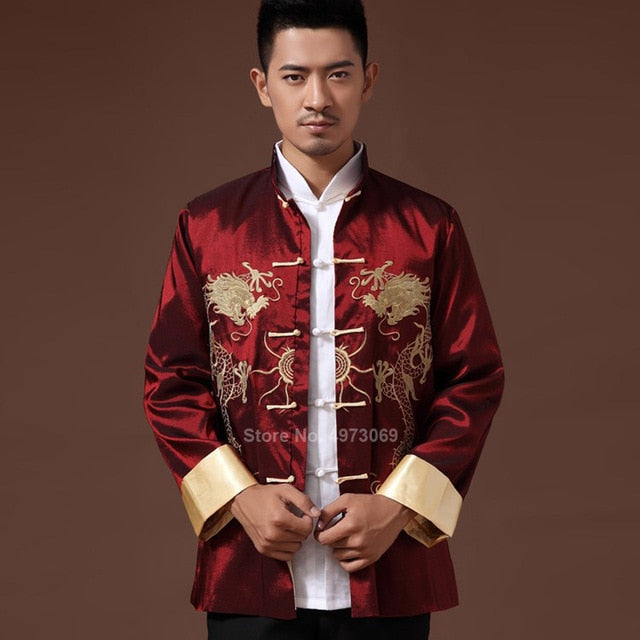 Male Clothes 2020 Embroidery Dragon Tangsuit Traditional Chinese Clothing for Men Shirt Top Jacket Cheongsam Hanfu Vintage