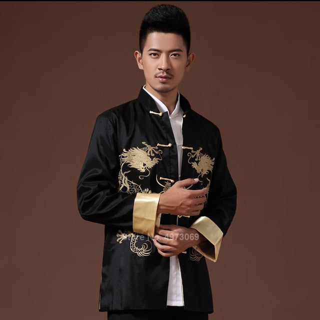 Male Clothes 2020 Embroidery Dragon Tangsuit Traditional Chinese Clothing for Men Shirt Top Jacket Cheongsam Hanfu Vintage