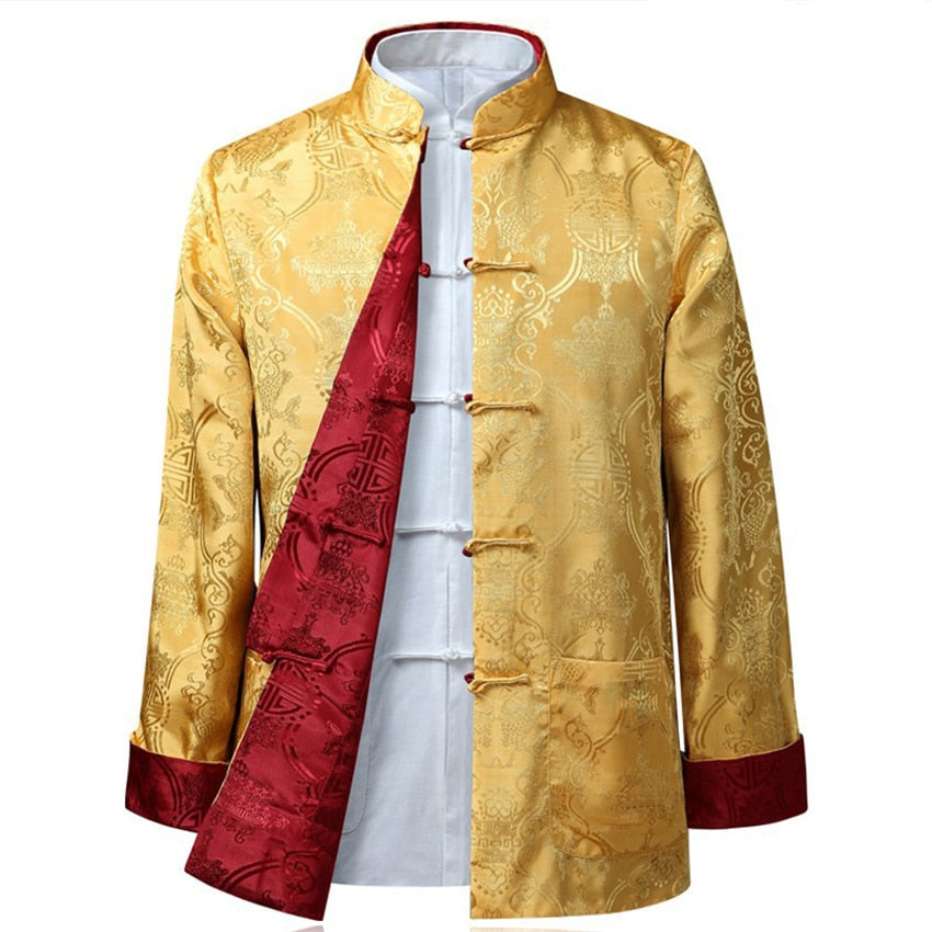 Tang suit Chinese Shirt Style Jacket Collar Traditional Chinese Clothing for Men Silk Kungfu Cheongsam Top Hanfu Male Both Sides