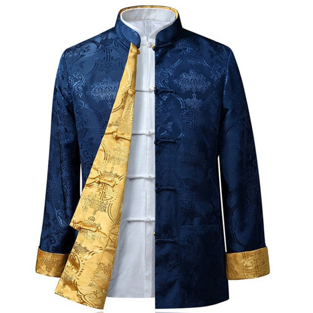 Tang suit Chinese Shirt Style Jacket Collar Traditional Chinese Clothing for Men Silk Kungfu Cheongsam Top Hanfu Male Both Sides