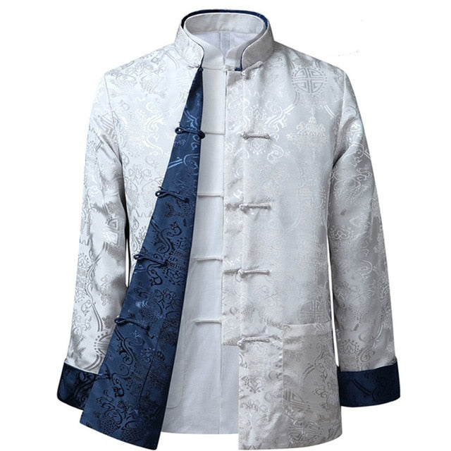 Tang suit Chinese Shirt Style Jacket Collar Traditional Chinese Clothing for Men Silk Kungfu Cheongsam Top Hanfu Male Both Sides