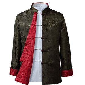 Tang suit Chinese Shirt Style Jacket Collar Traditional Chinese Clothing for Men Silk Kungfu Cheongsam Top Hanfu Male Both Sides