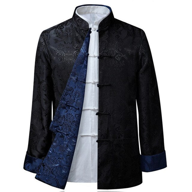 Tang suit Chinese Shirt Style Jacket Collar Traditional Chinese Clothing for Men Silk Kungfu Cheongsam Top Hanfu Male Both Sides