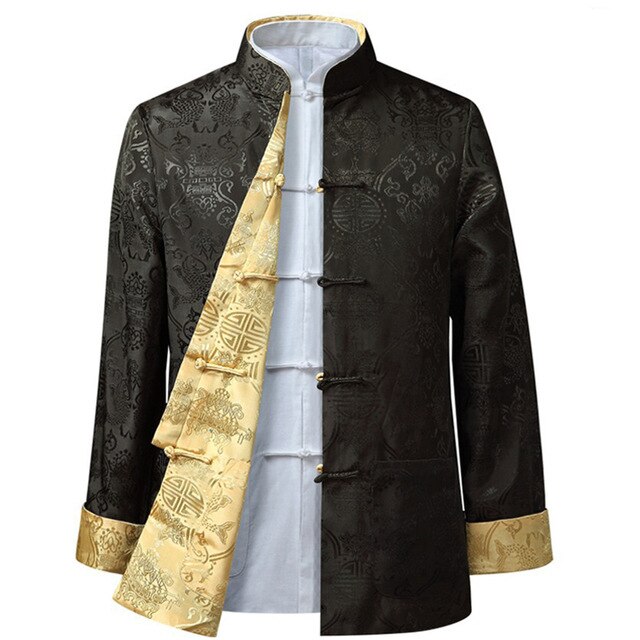 Tang suit Chinese Shirt Style Jacket Collar Traditional Chinese Clothing for Men Silk Kungfu Cheongsam Top Hanfu Male Both Sides