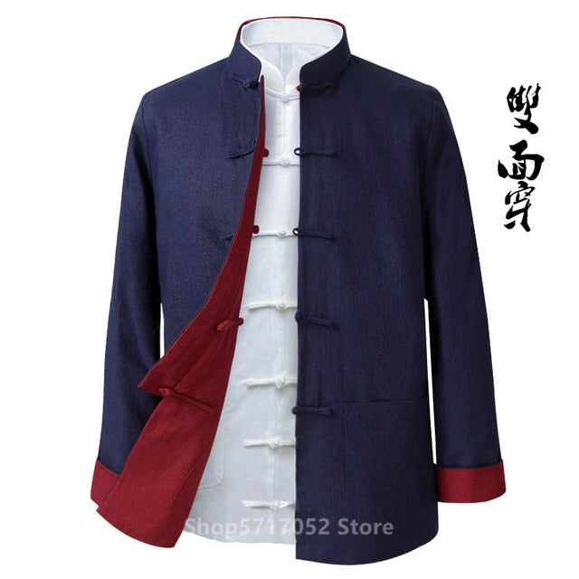 Tang Suit Male Double Wide Top Madarin Collar Traditional Chinese Clothing for Men Cotton Linen Retro Jacket Hanfu Blouse Shirts