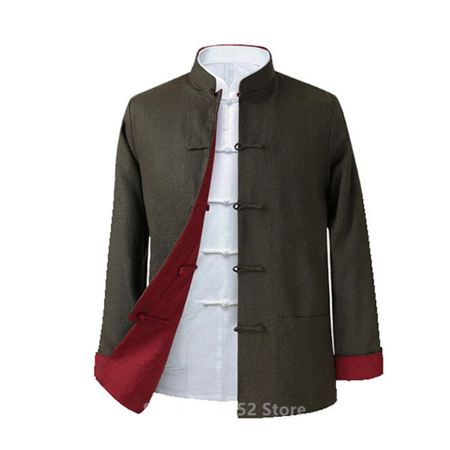 Tang Suit Male Double Wide Top Madarin Collar Traditional Chinese Clothing for Men Cotton Linen Retro Jacket Hanfu Blouse Shirts